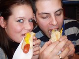 Hotdogs eten bij The New York Knicks - Madison Square Garden